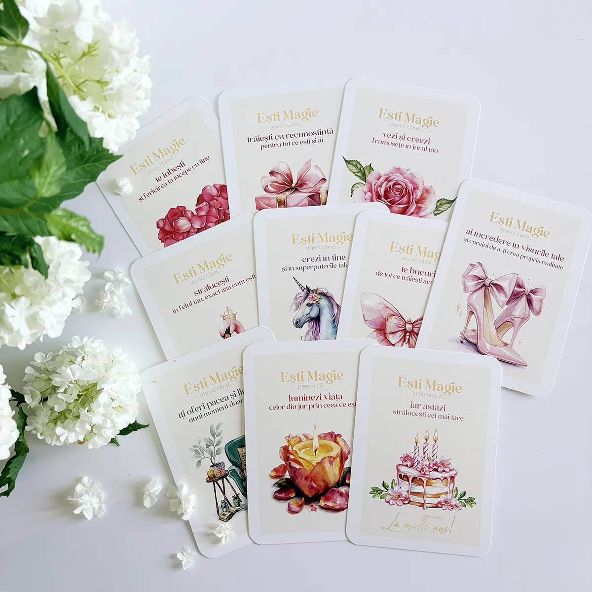 Carduri inspiraționale cu mesaj personalizat, design watercolor