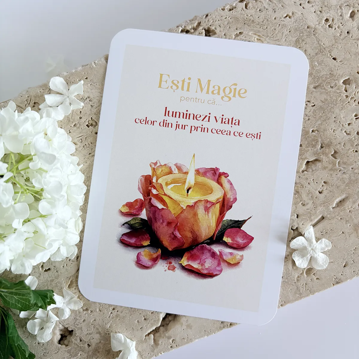 Card inspirațional cu mesaj - Ești Magie atunci când luminezi viața celor din jur prin ceea ce ești